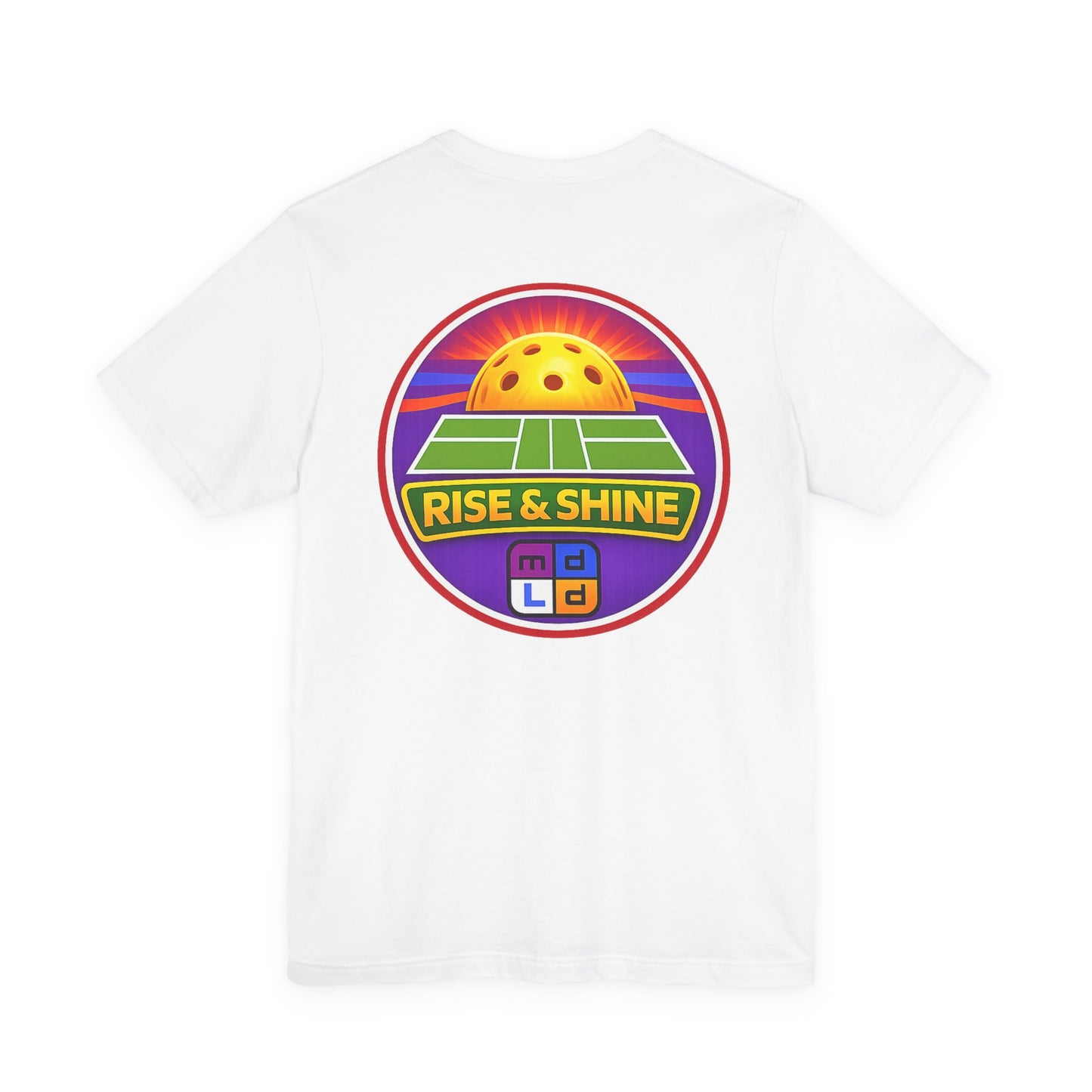 Pickleball 'Rise & Shine' Tee — Retro Sunrise Paddle Graphic T-Shirt