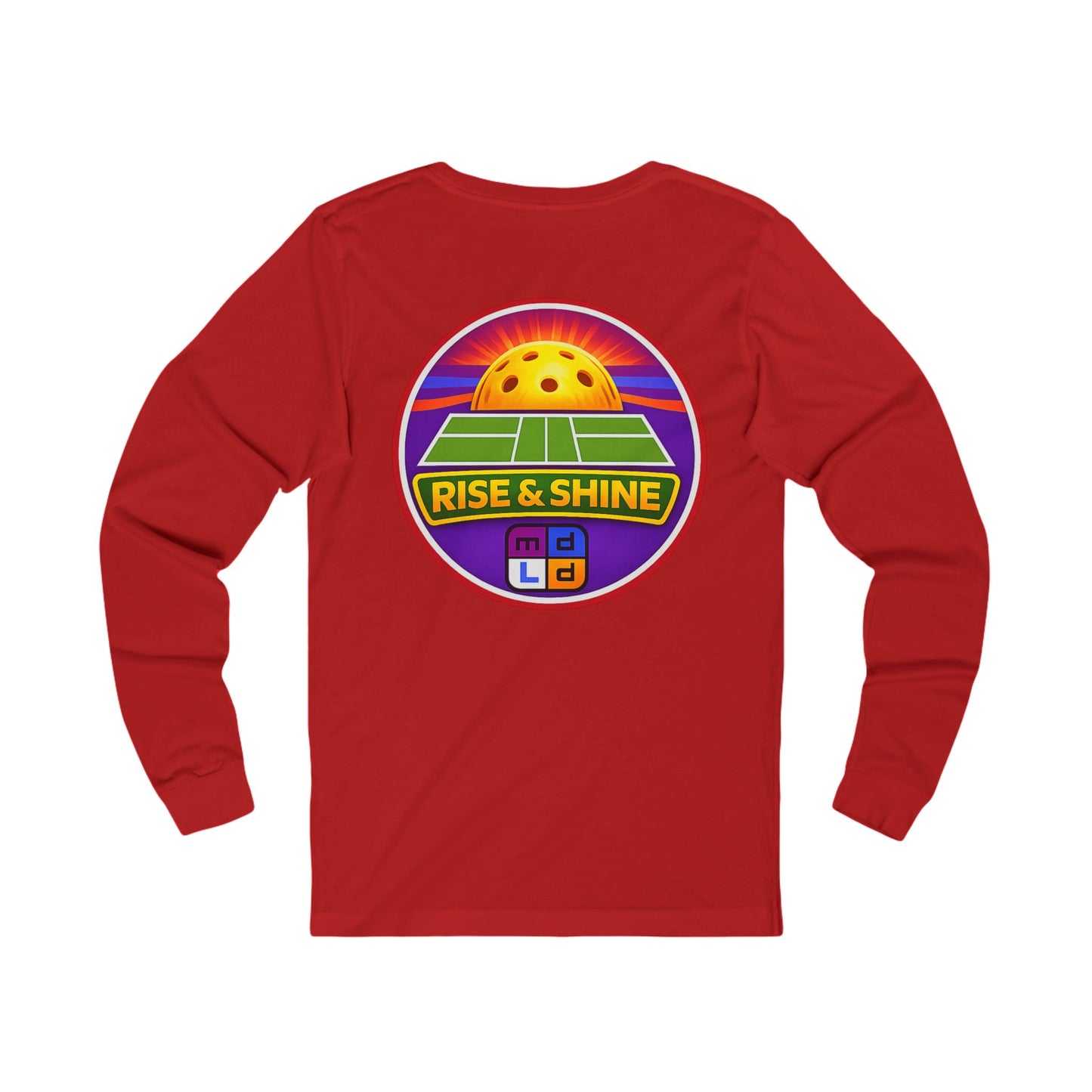 Rise & Shine Pickleball Long Sleeve Tee — Vintage Sunset Paddle Logo