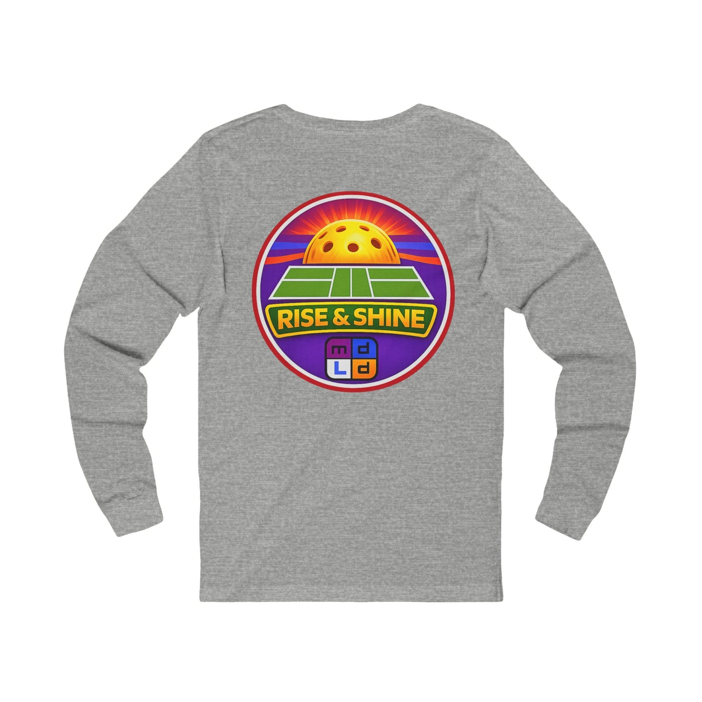 Rise & Shine Pickleball Long Sleeve Tee — Vintage Sunset Paddle Logo