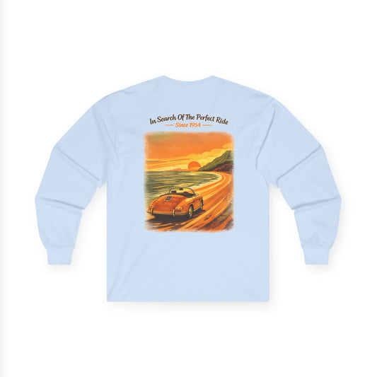 Vintage Sunset Roadster Long Sleeve Tee — "In Search Of The Perfect Ride"