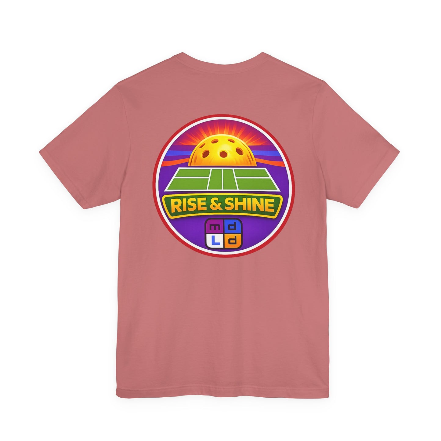 Pickleball 'Rise & Shine' Tee — Retro Sunrise Paddle Graphic T-Shirt
