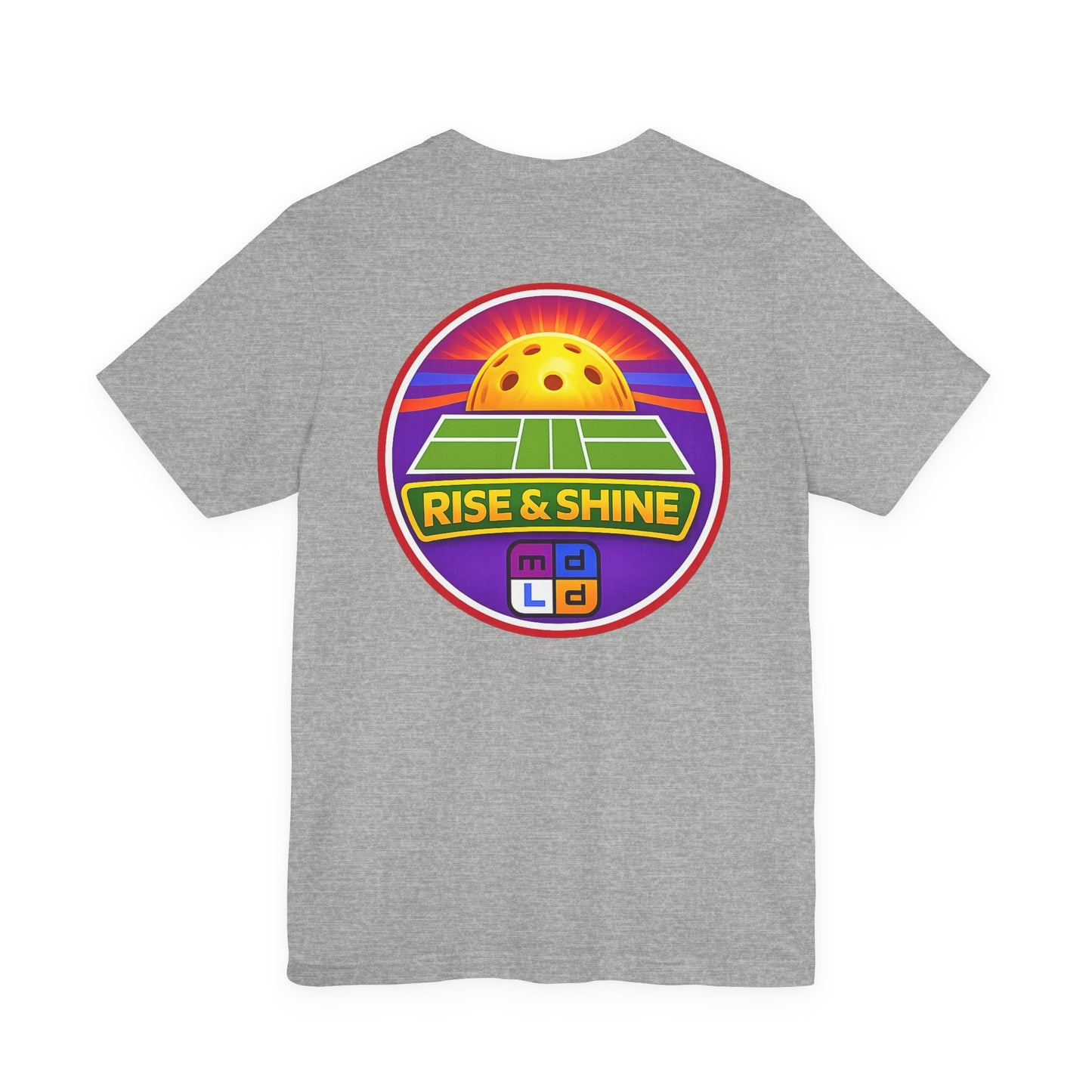 Pickleball 'Rise & Shine' Tee — Retro Sunrise Paddle Graphic T-Shirt