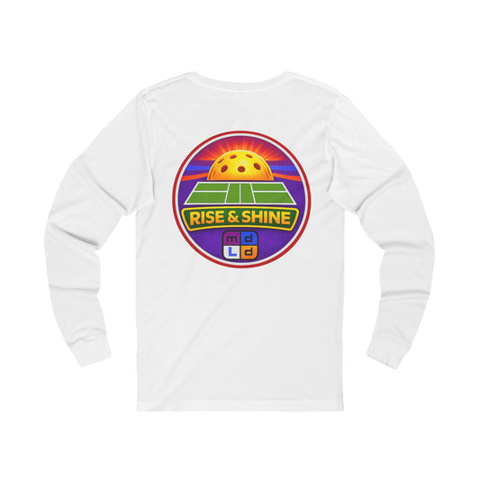 Rise & Shine Pickleball Long Sleeve Tee — Vintage Sunset Paddle Logo
