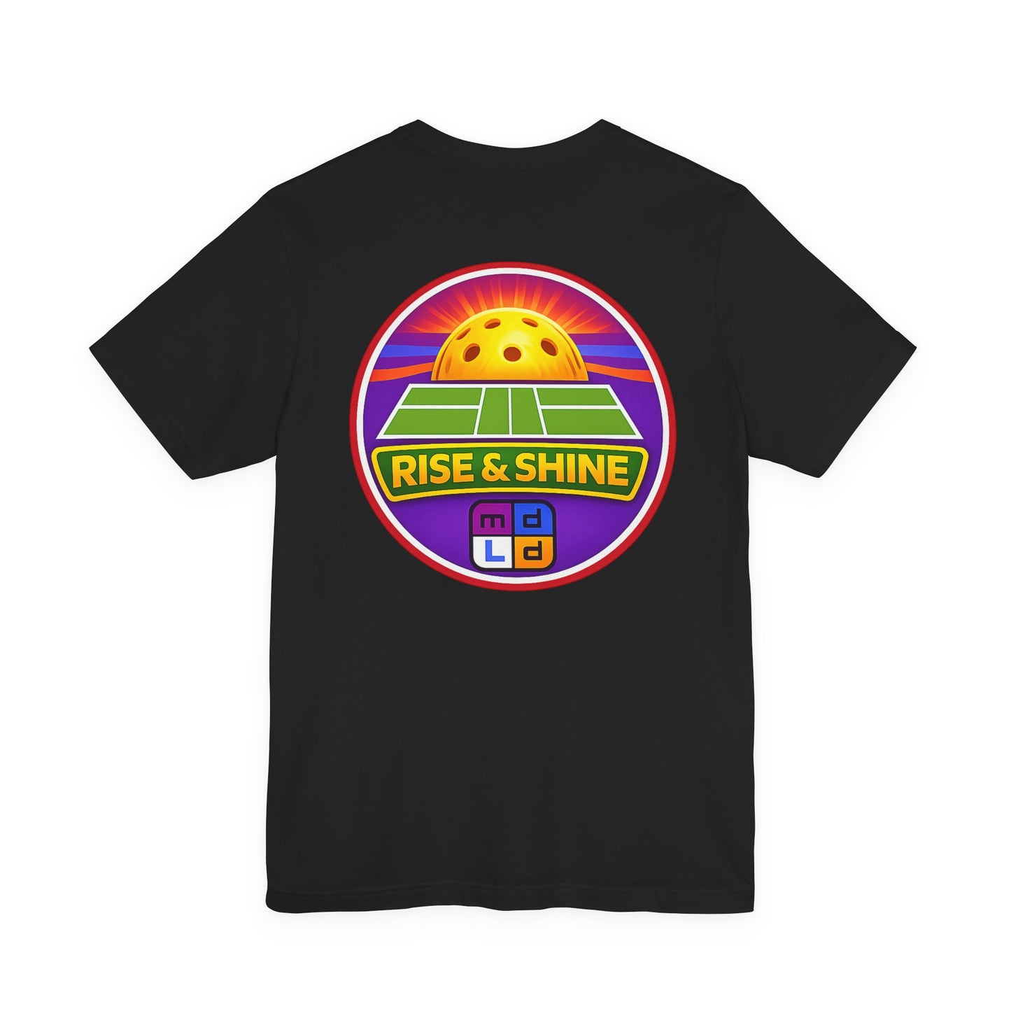 Pickleball 'Rise & Shine' Tee — Retro Sunrise Paddle Graphic T-Shirt