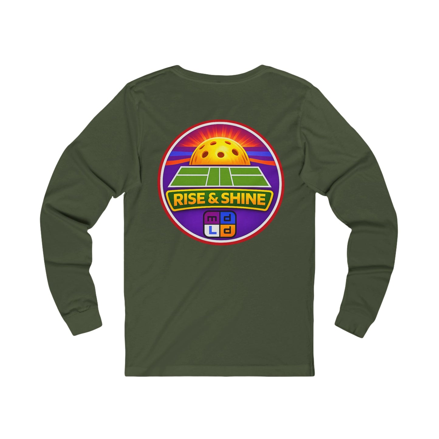 Rise & Shine Pickleball Long Sleeve Tee — Vintage Sunset Paddle Logo